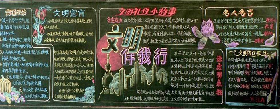 有关文明方面的黑板报 文明黑板报图片大全