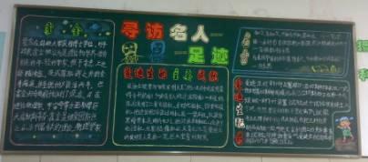 寻找名人的足迹的黑板报 黑板报图片素材