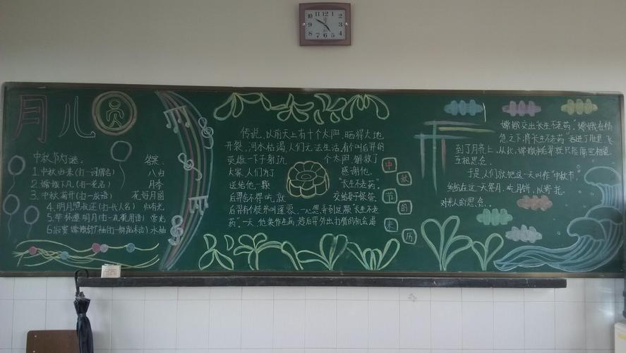 简洁明晰的教师节中秋节黑板报 中秋节黑板报图片大全