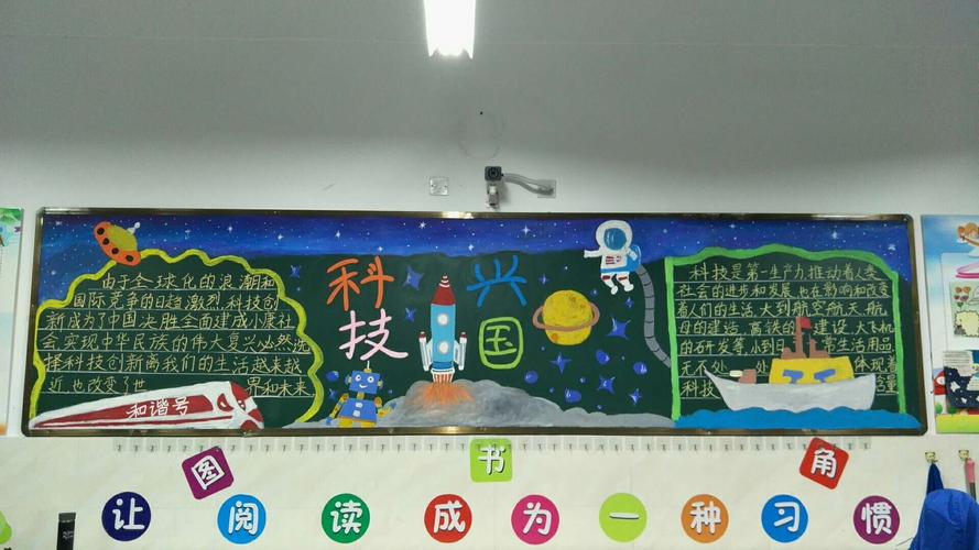 小学生科技兴国黑板报 小学生黑板报图片大全