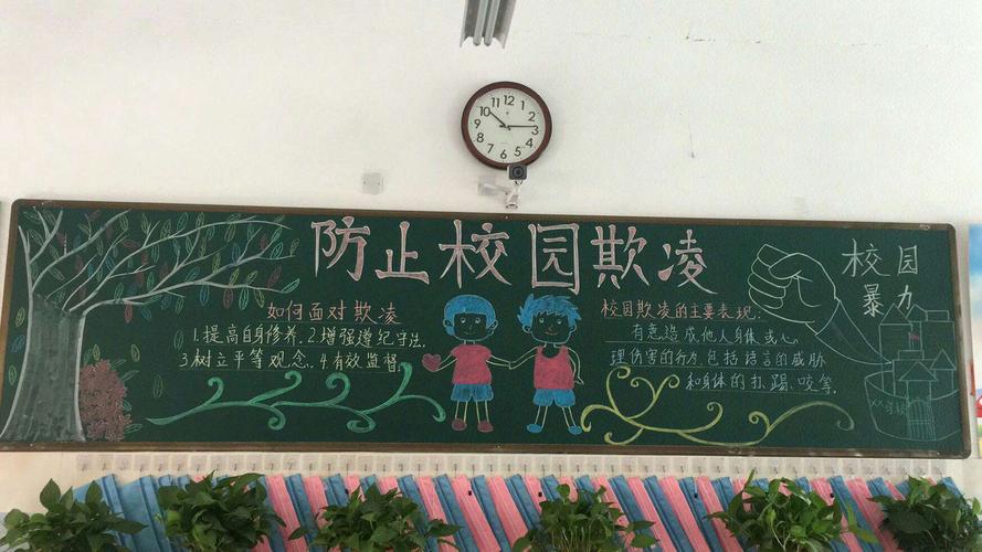 小学生防校园欺凌黑板报 小学生黑板报图片素材