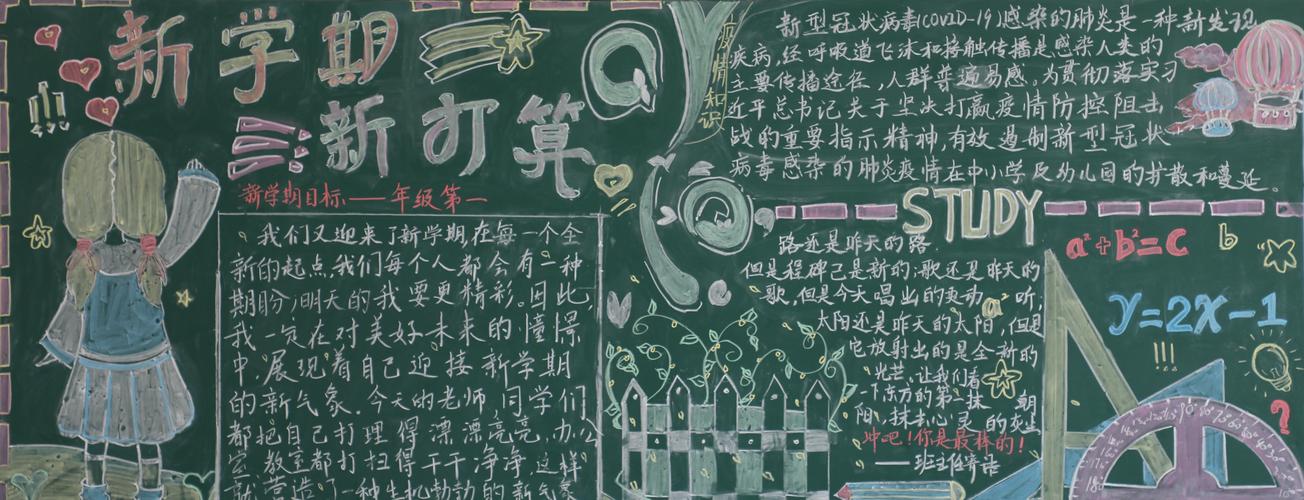新学期新气象新目标黑板报 新学期新气象黑板报图片素材