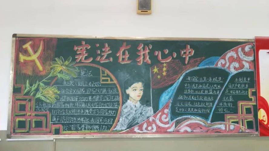 小学生124宪法日黑板报 小学生黑板报图片大全