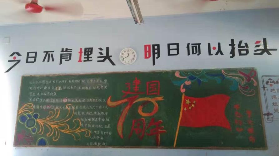 庆祝中国70周年绘画黑板报 70周年黑板报图片素材