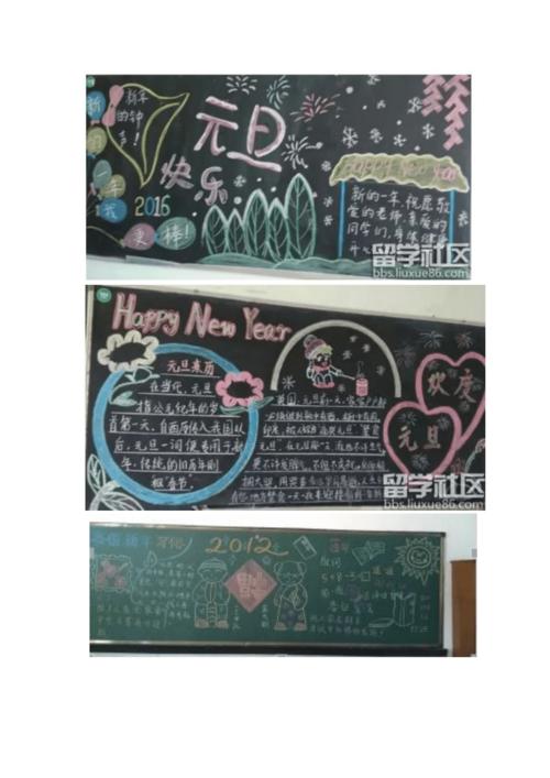 庆元旦英语黑板报 庆元旦黑板报图片素材