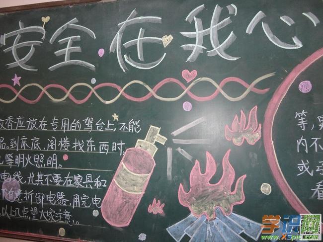 小学生平安消防黑板报 小学生黑板报图片素材