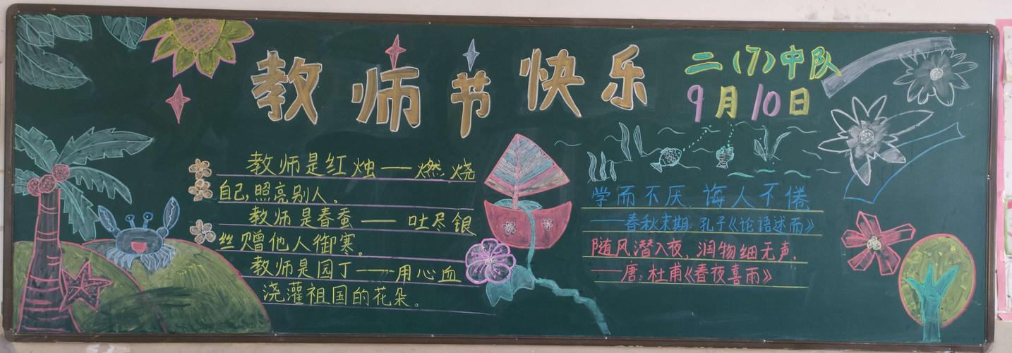 付有诗意的教师节主题黑板报 教师节黑板报图片大全