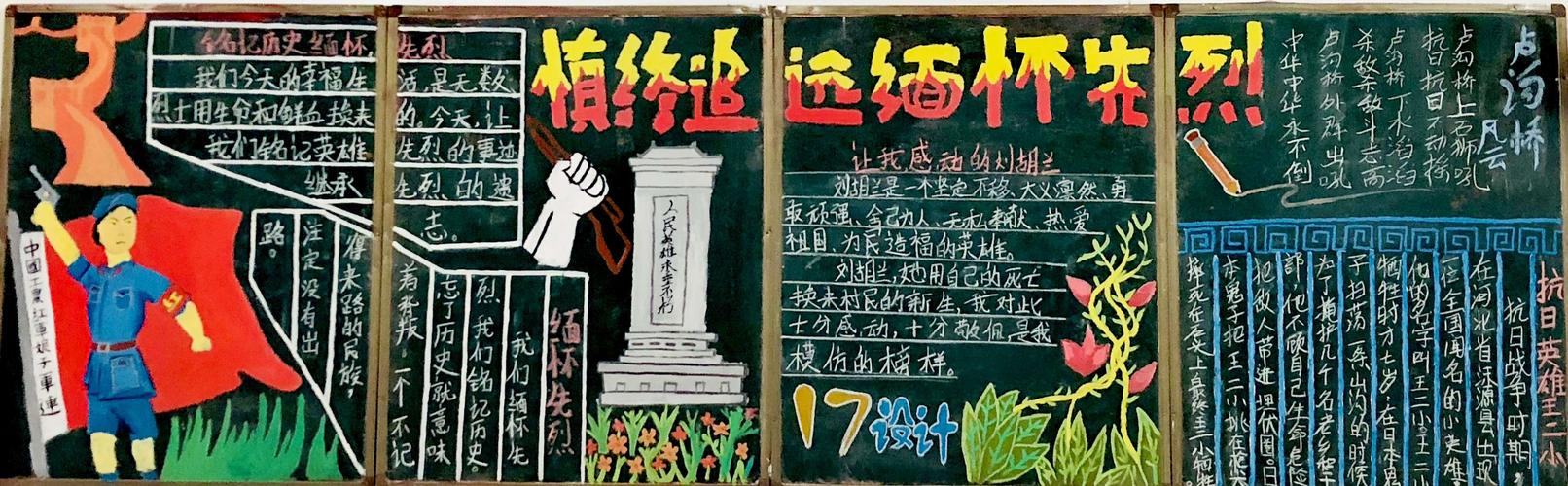 向革命先烈敬礼黑板报 缅怀先烈黑板报图片大全