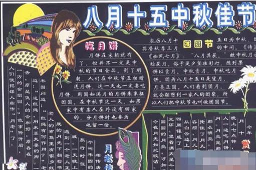八月十五给黑板报 黑板报图片素材