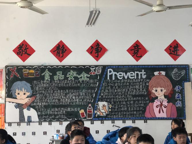 防控传染病和食品安全黑板报 预防传染病黑板报图片素材