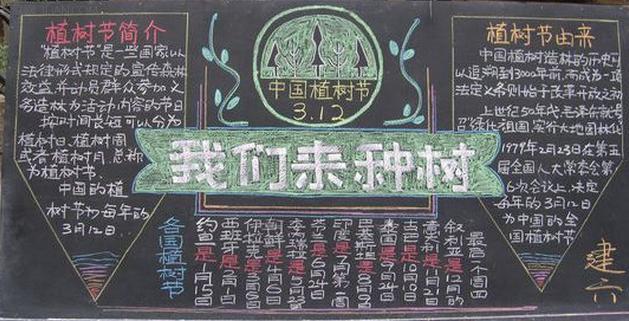 学雷锋植树叶节黑板报 学雷锋黑板报图片大全