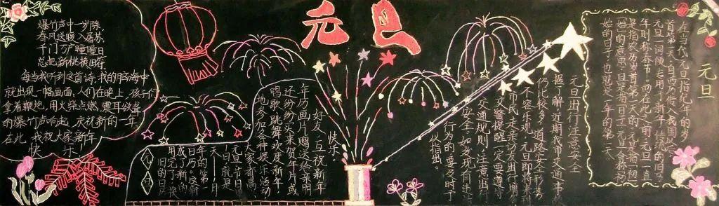 鼠年元旦节黑板报 元旦节黑板报图片素材