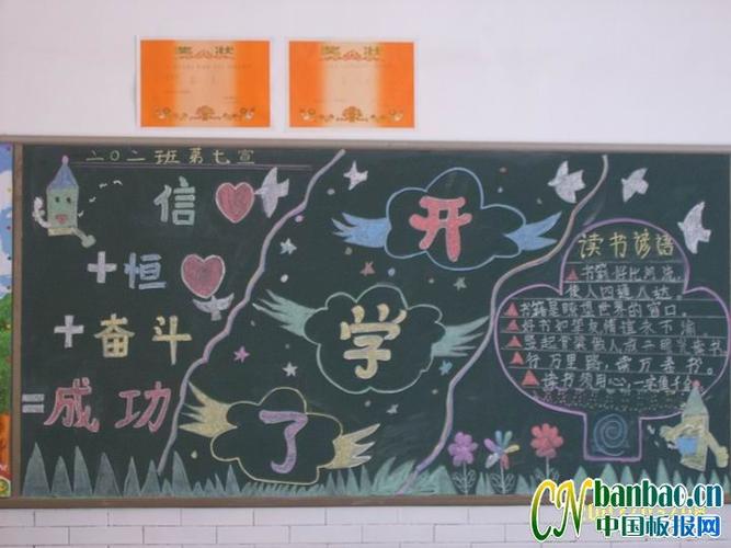开学之类的黑板报 开学黑板报图片素材