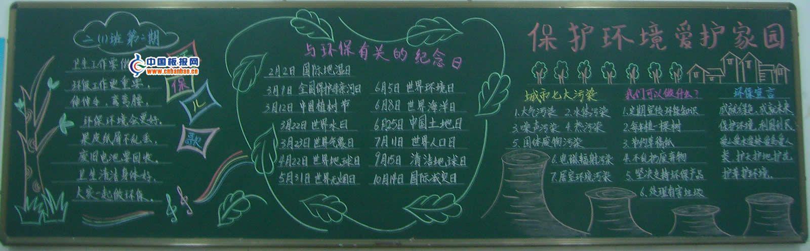 学校世界环境日活动黑板报 学校黑板报图片素材