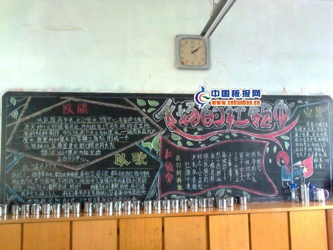 小学生领巾飘起来黑板报 小学生黑板报图片大全